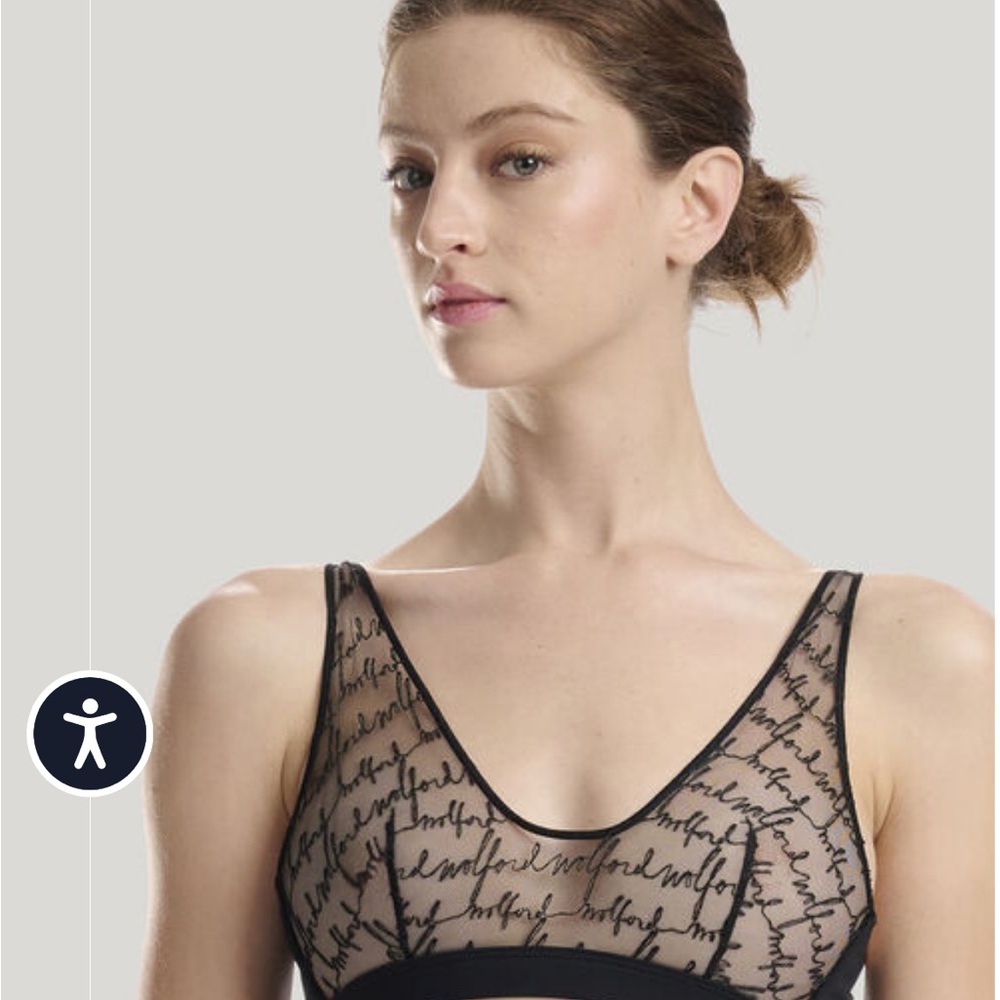 Wolford LOGO OBSESSED SKIN BRA Black Sheer Bralette - medium